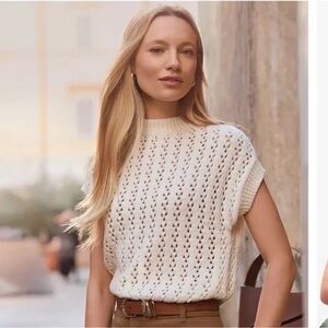 LOFT Cream Knit Crew Neck Sweater